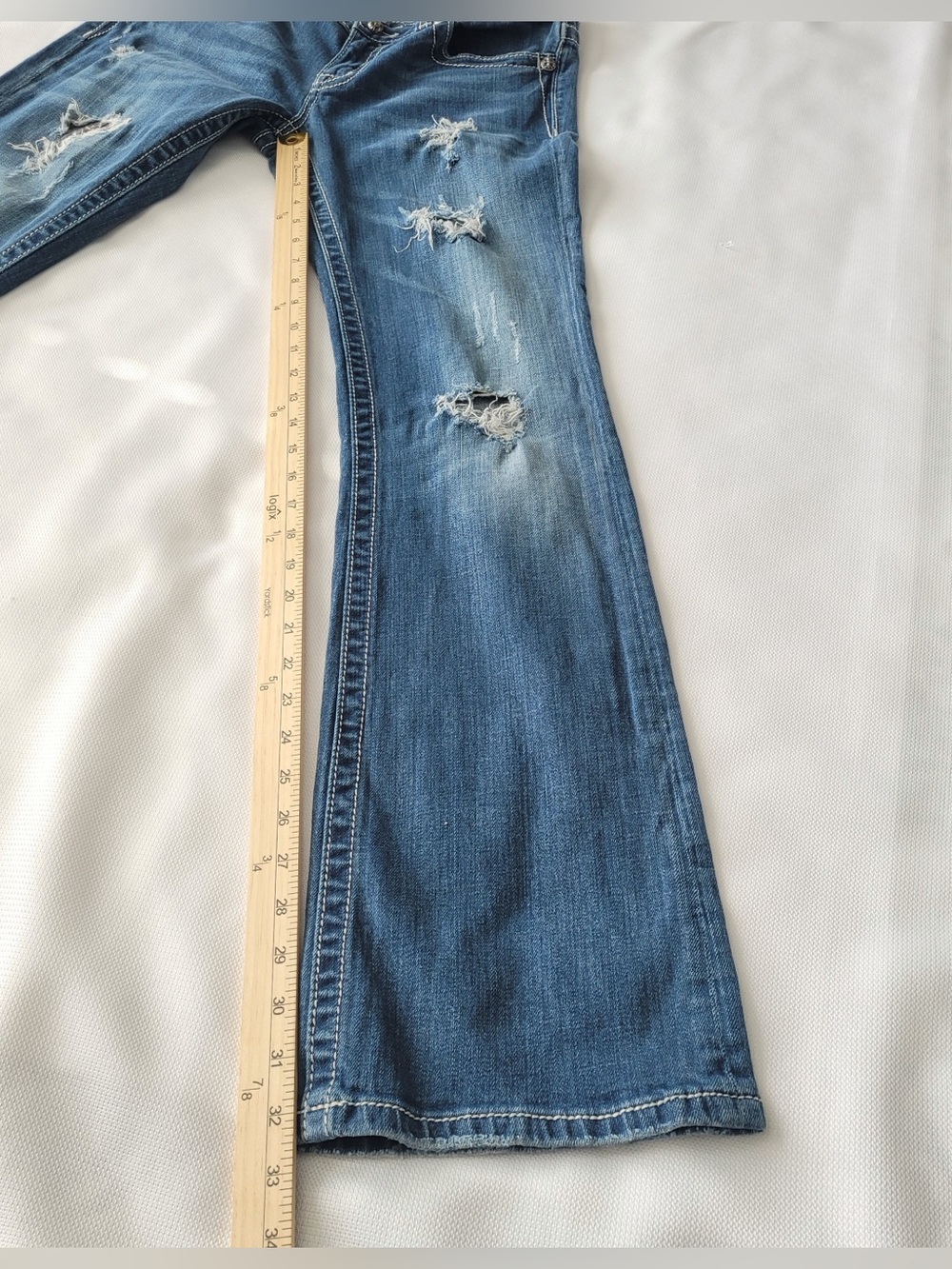 Miss Me Distressed Boot Cut Jeans - Blue Wash JE5002818L size 30 - Picture 4 of 13
